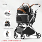 Aluminum Tube Foldable Pet Stroller Trolley Bag for Dogs & Cats — Separable Travel Car Carrier