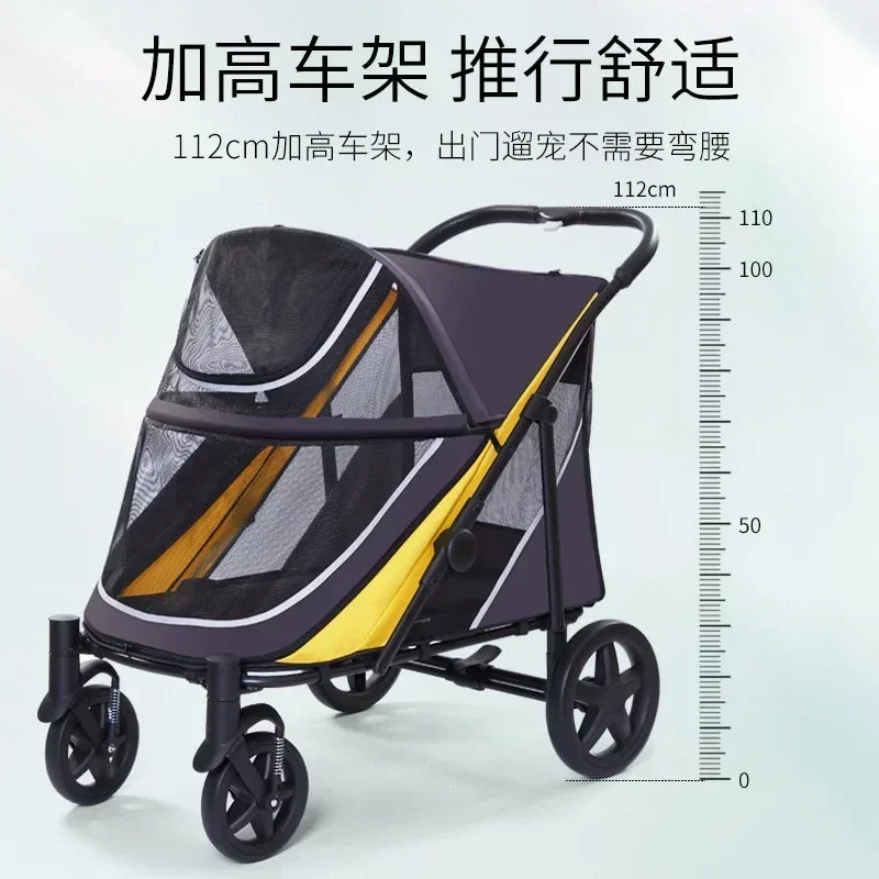 Multifunctional Lightweight Foldable Pet Cart for Multiple Cats & Dogs — Versatile Outdoor Carrier