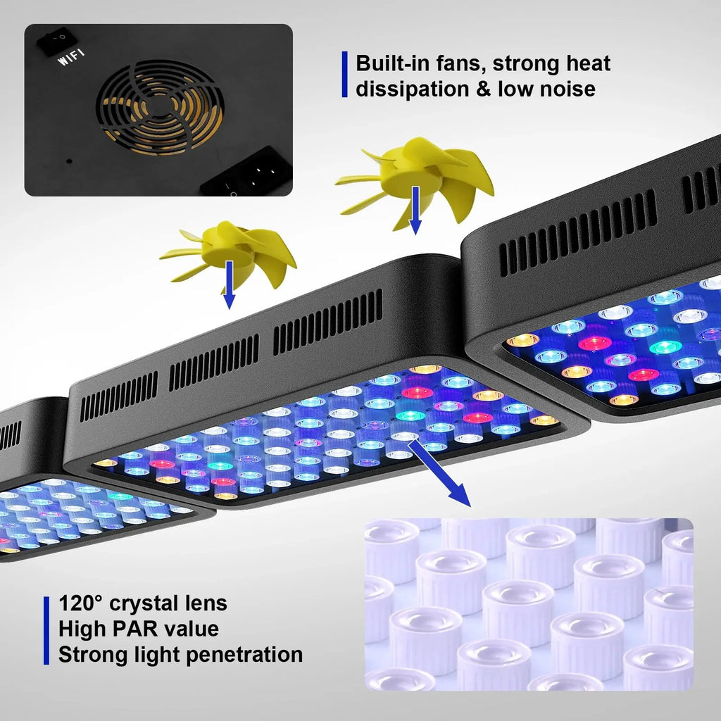 165W WiFi Smart LED Aquarium Light (3-Channel, App Control, Coral Reef)