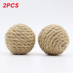 Hand-Woven Hemp Rope Cat Ball Set — Crinkle Sound Scratch Toy