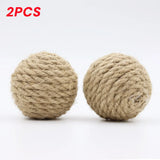 Hand-Woven Hemp Rope Cat Ball Set — Crinkle Sound Scratch Toy
