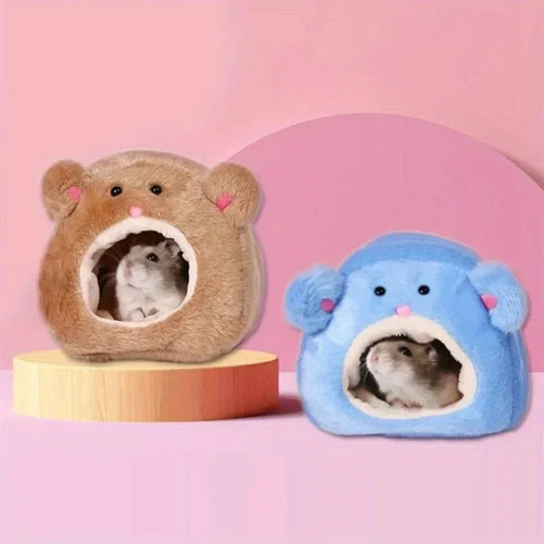 Plush Hamster Hideout Bed — Warm Winter Hut for Small Pets