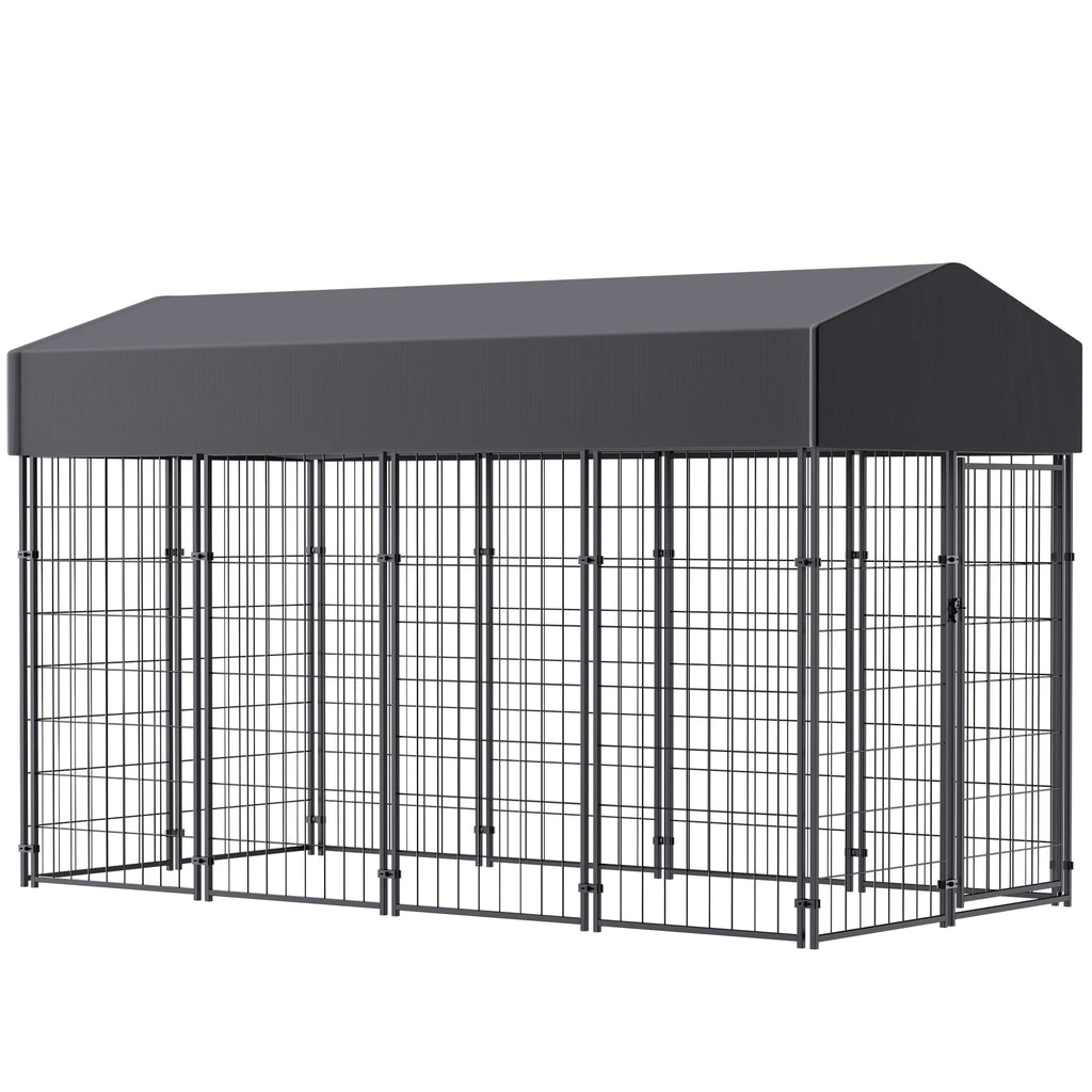 Heavy-Duty Outdoor Dog Kennel with Roof & Cover