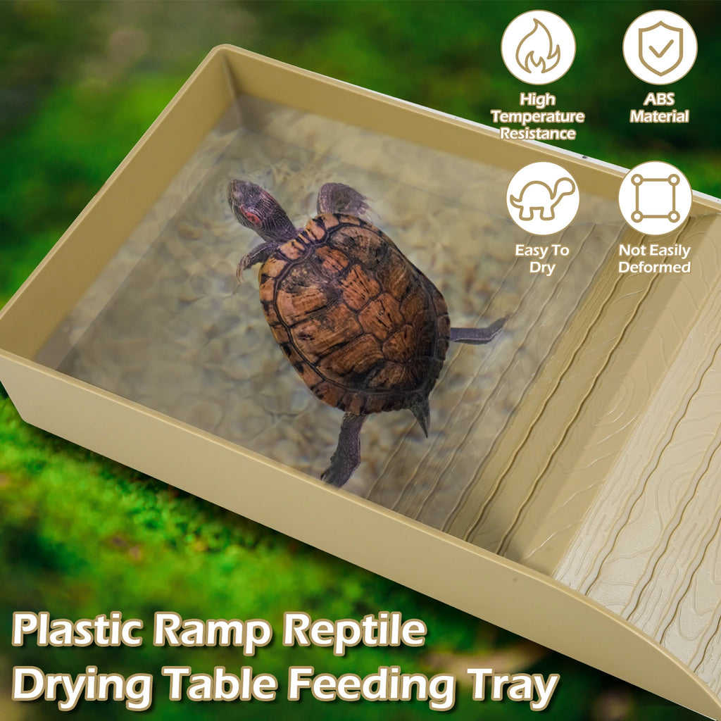 Anti-Slip Tortoise Bathing Dish — Dual-Ramp Food & Water Bowl