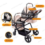 Convertible Single & Double Foldable Pet Stroller for Small & Medium Dogs & Cats — Portable Car Travel Carrier