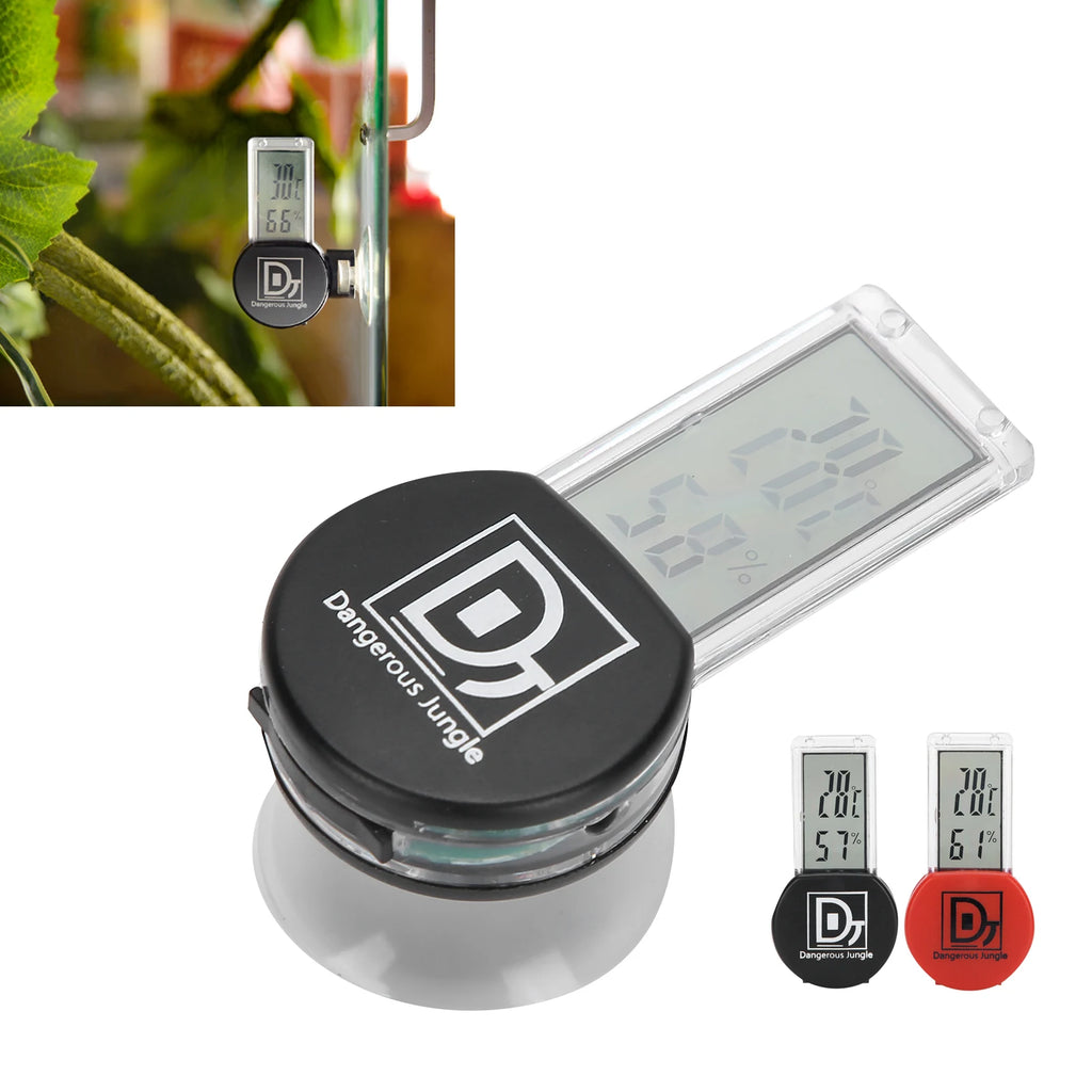 Digital Reptile Thermometer-Hygrometer — Waterproof Suction-Mount Gauge