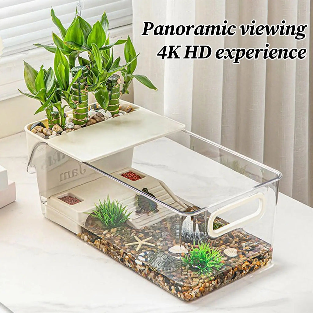 Clear Turtle Tank — Multi-Level Habitat for Basking & Semi-Aquatic Pets