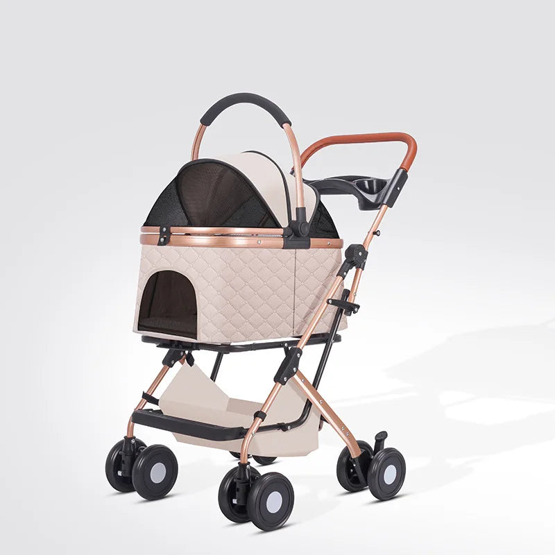 Small Pet Stroller Lightweight Foldable Outdoor Outing Cart for Dogs & Cats