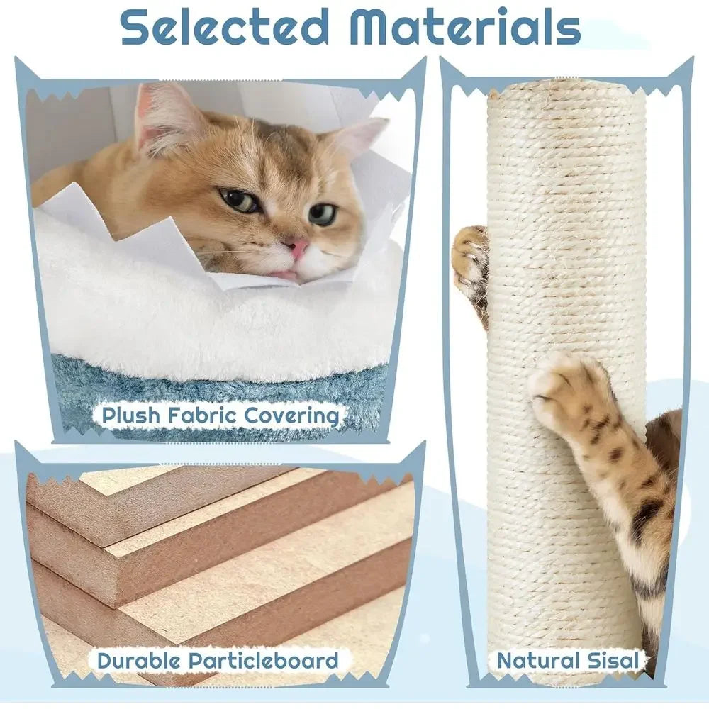 Ocean-Themed Multi-Level Cat Tower for Large Cats
