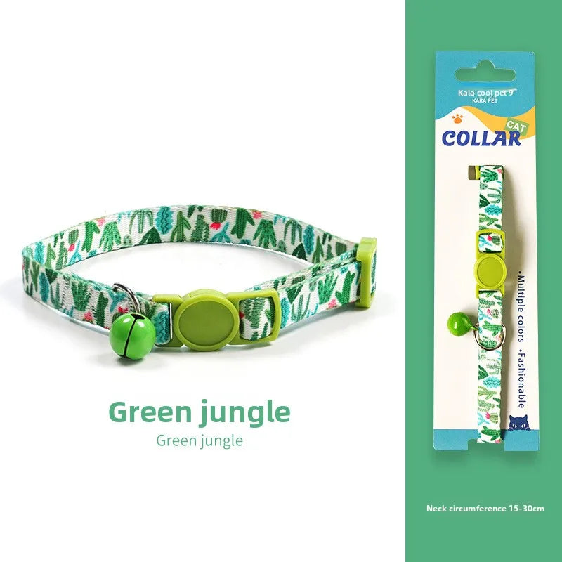 Woven Cat Collar with Bell & Safety Buckle