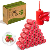 Photodegradable Dog Poop Bags (Strawberry Scented, Red)
