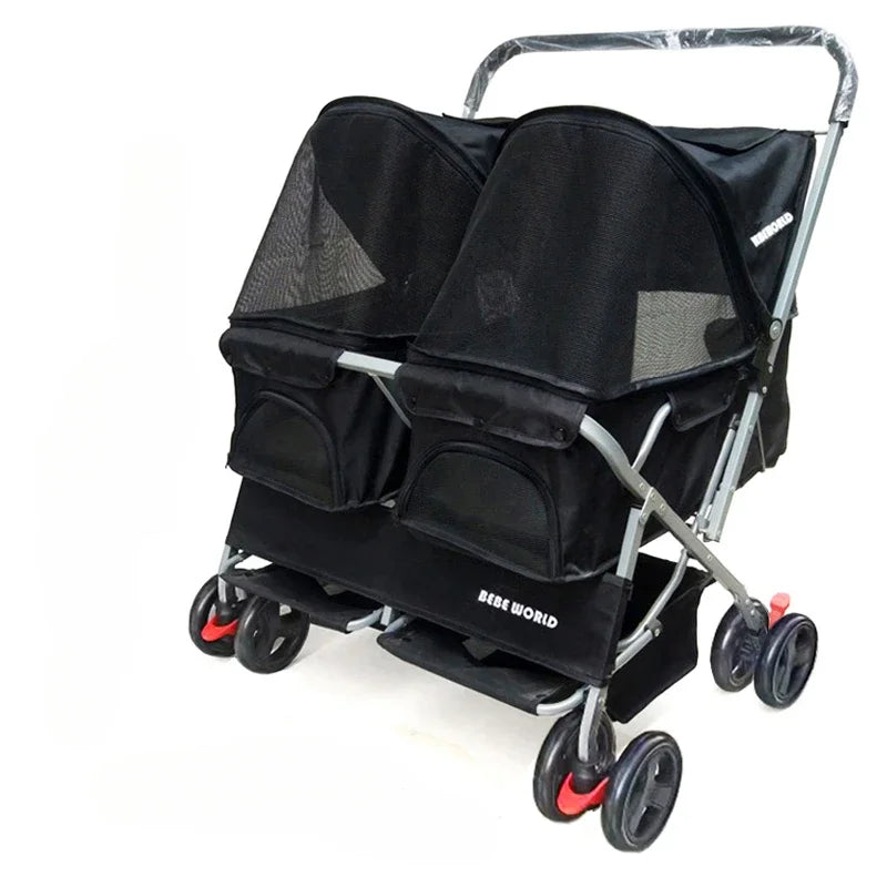 Ultra-Light Two-Seater Pet Buggy with Detachable Washable Interior