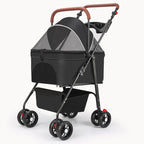 Compact Foldable Pet Stroller with Detachable Carrier for Teddy Dogs & Cats — Lightweight Outdoor Cart