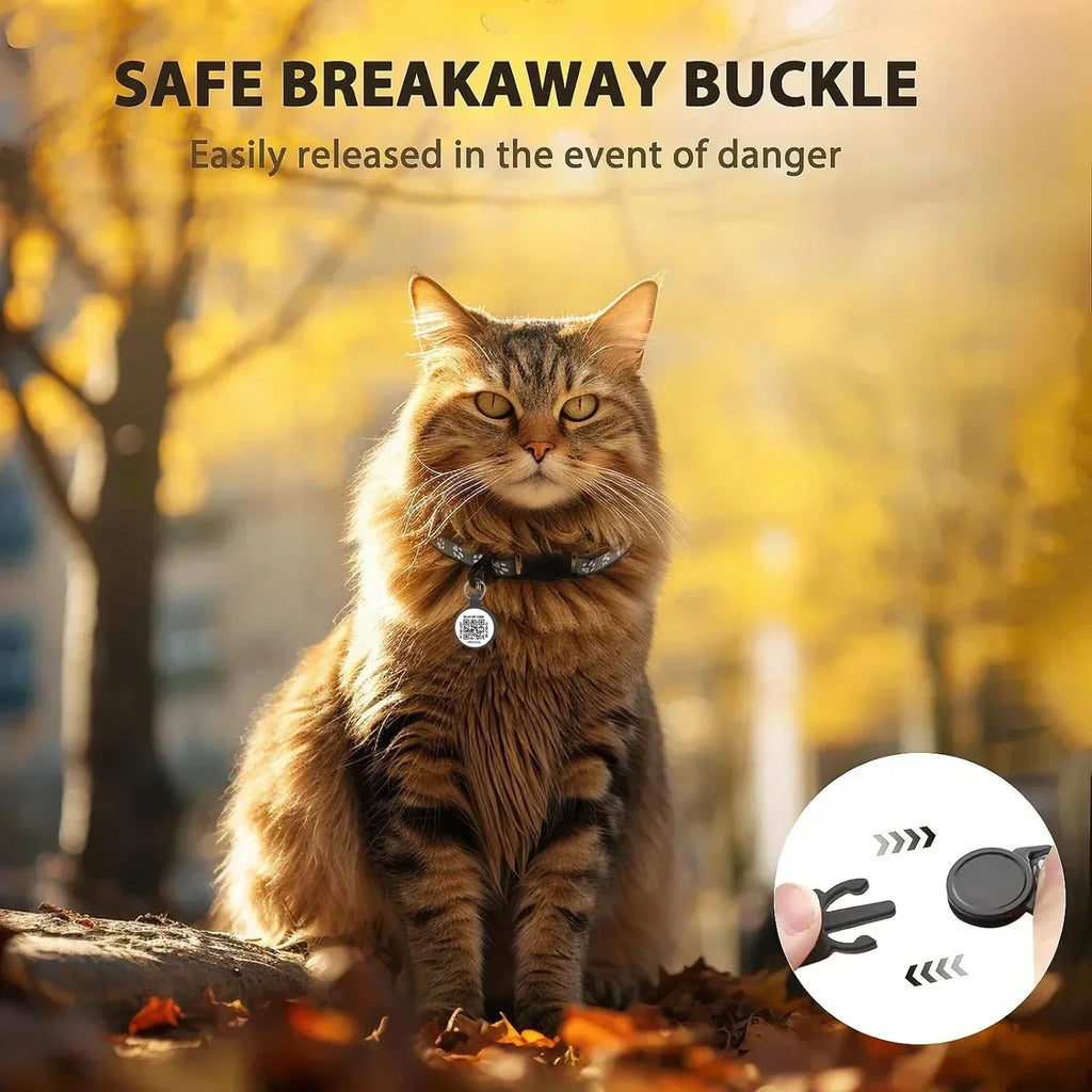 Reflective Cat Collar with QR Code ID Tag