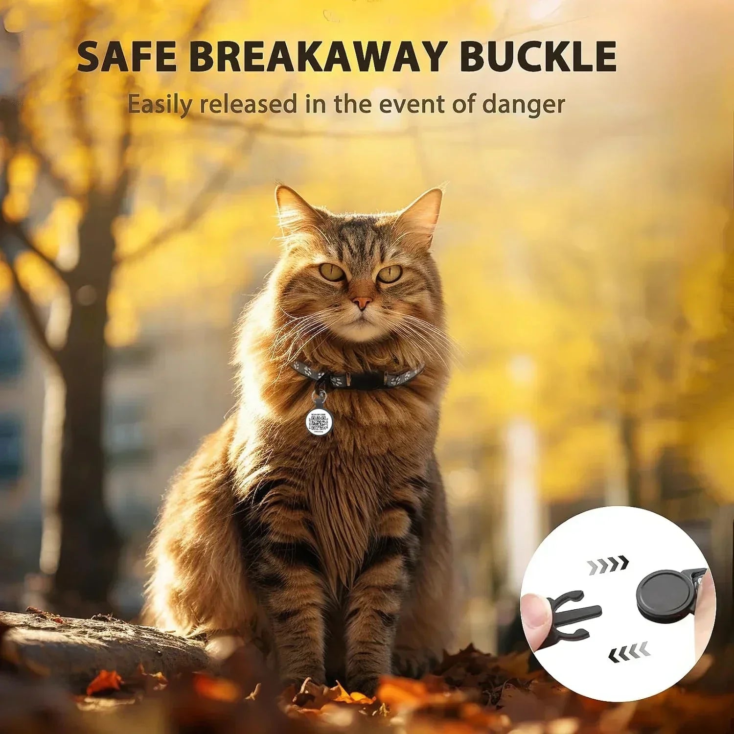 Reflective Cat Collar with QR Code ID Tag