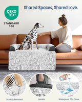 Calming Extra Large Plush Dog Bed, 45x37in, Grey