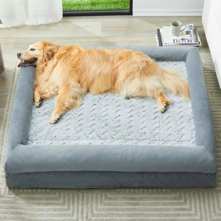 XL Orthopedic Dog Sofa Bed with Bolster Sides, Washable