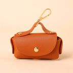 Leather Pet Waste Bag Dispenser with Keychain (Multi-Color, Lightweight)
