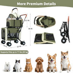 Foldable Double Pet Stroller with Detachable Carriers, Safety Belts & 4-Lock Wheels