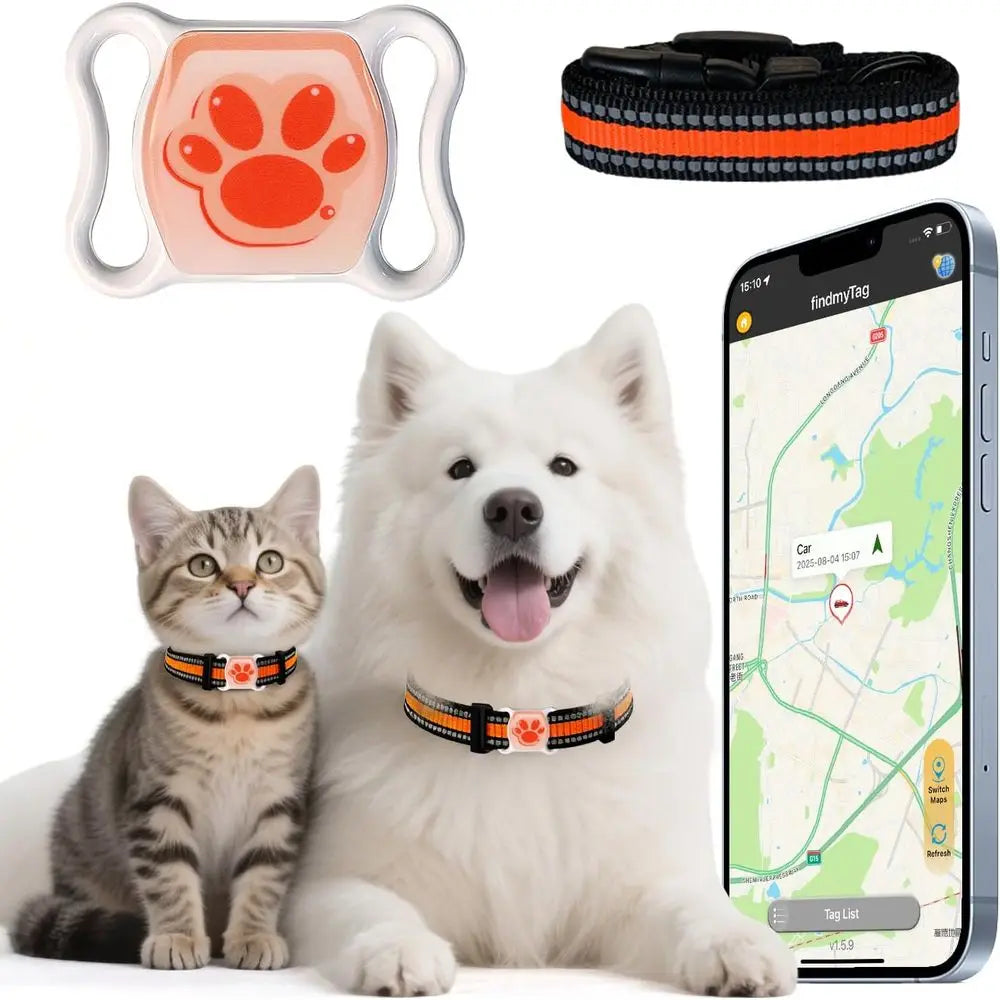 No-Subscription Pet GPS Tracker for Dogs & Cats with Free Collar - Waterproof Real-Time