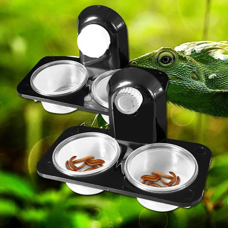 Suction-Mount Reptile Feeder & Water Bowl — Space-Saving Terrarium Dish