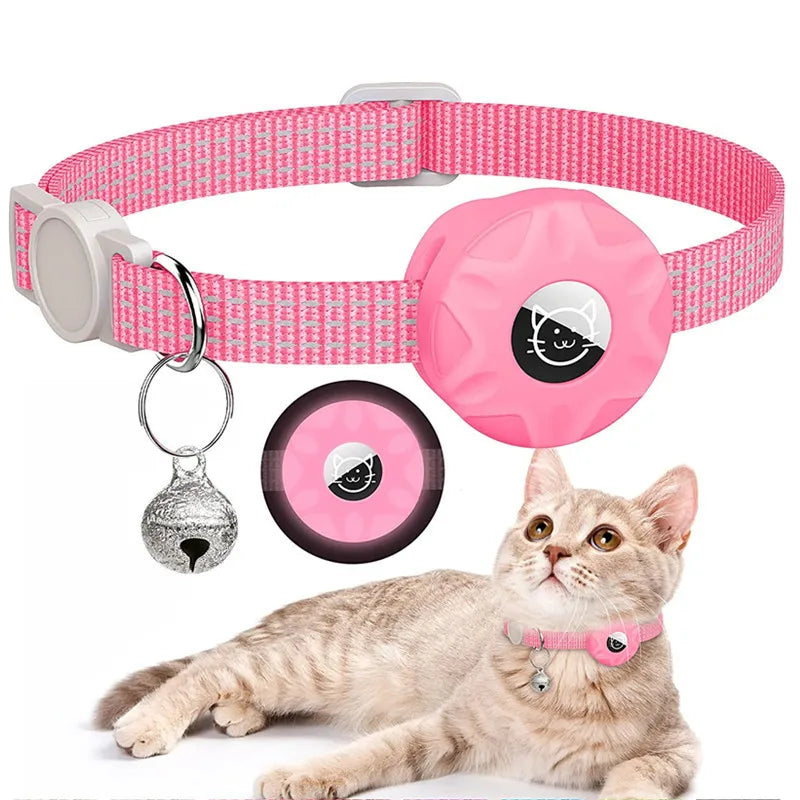 AirTag Collar Silicone Sleeve — Reflective Tracker Holder with Bell