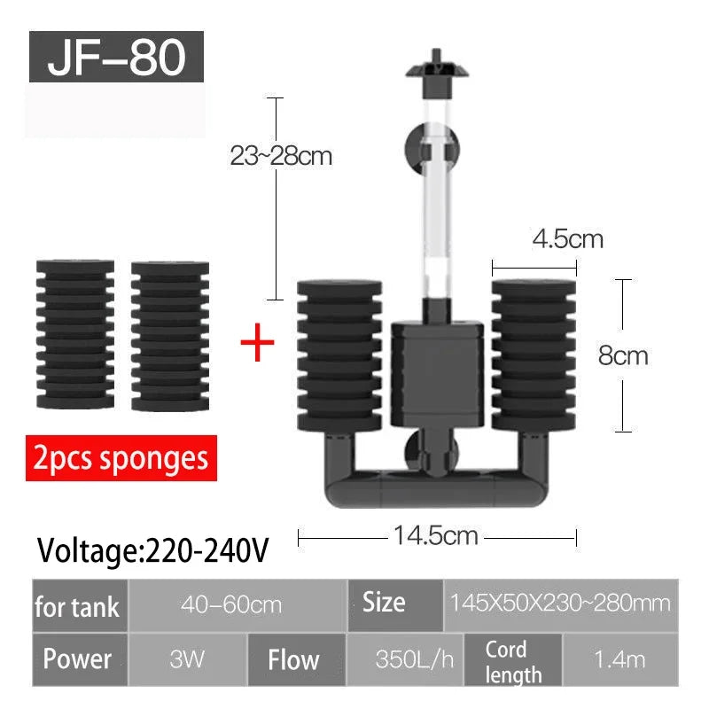 Submersible Aquarium Filter with Bio Media Balls 220V