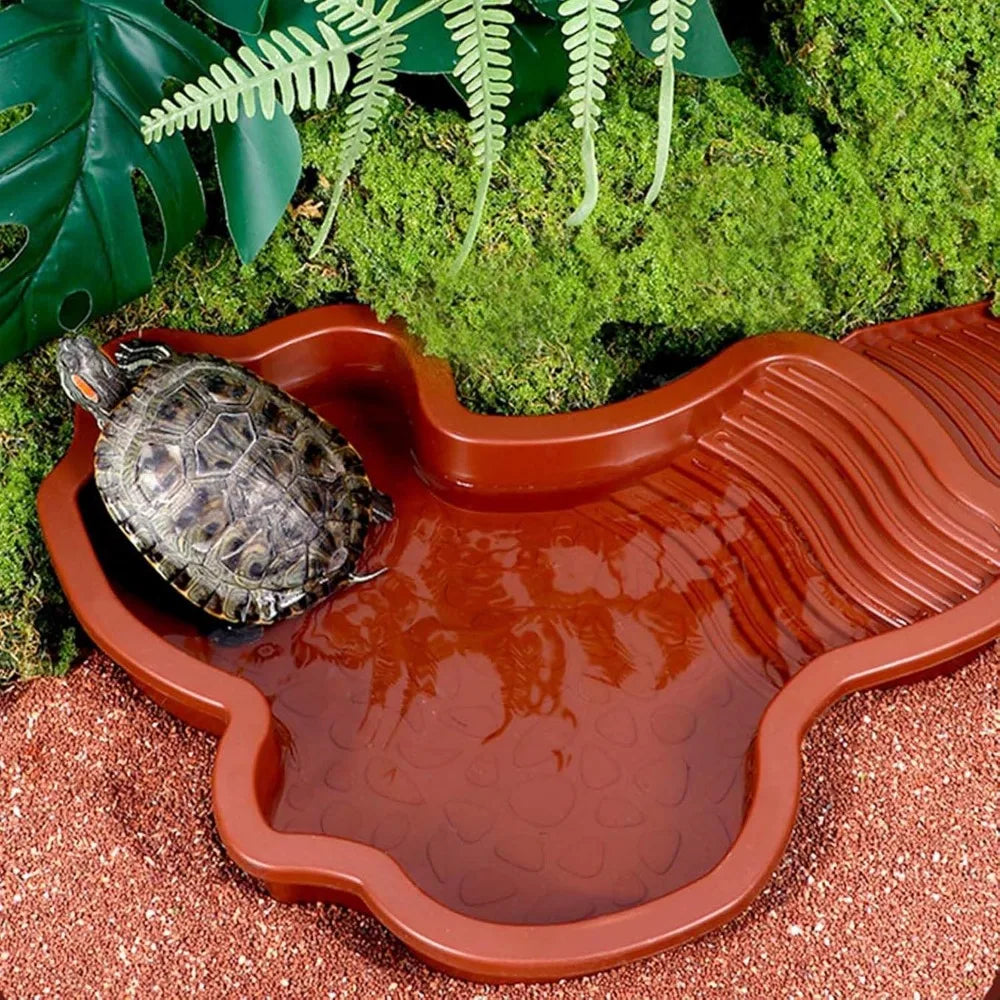 Reptile Bathing Pool with Ramp — Water Dish for Turtles, Snakes & Bearded Dragons