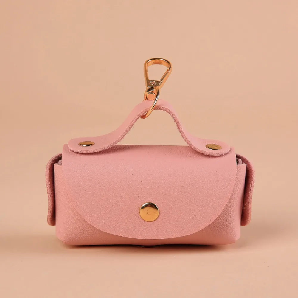 Leather Pet Waste Bag Dispenser with Keychain (Multi-Color, Lightweight)