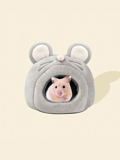 Mouse-Shaped Hamster House — Cozy Fleece Hideout for Small Pets