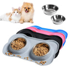 Stainless Steel Double Pet Bowl Set