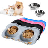 Stainless Steel Double Pet Bowl Set