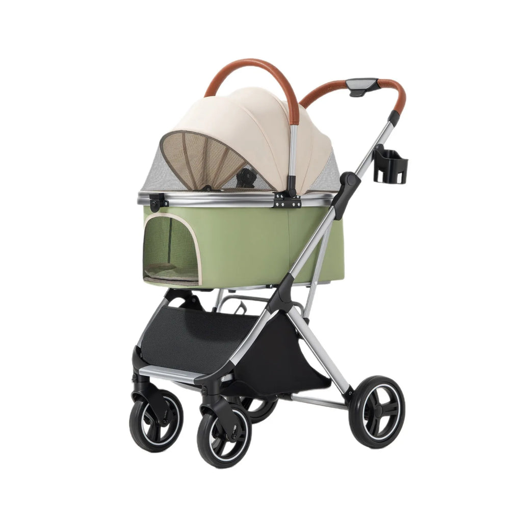Ultra-Lightweight Foldable Pet Stroller with Detachable Basket for Small & Medium Dogs & Cats — Portable
