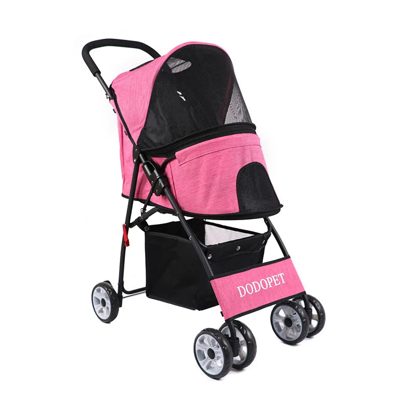 Lightweight Foldable Luxury Pet Travel Stroller for Small Dogs & Cats — Fashion Portable Outdoor Carrier