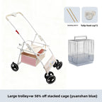 Foldable Lightweight Pet Stroller with Storage Space for Parrots, Dogs & Cats — Portable Outdoor Cart