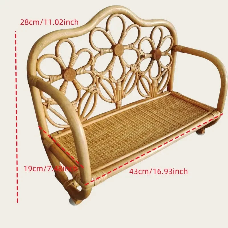 Handwoven Rattan Cat Sofa Bed & Photo Prop