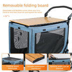 Multifunctional Camping Cart & Large Pet Stroller Trolley with Wooden Table Top for Dogs
