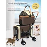 Pet Stroller Double Decker 2 Tier Detachable Foldable Luxury Carbon Steel Lightweight For Dogs And Cats