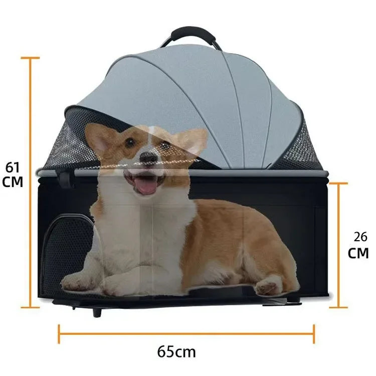 3-in-1 Lightweight Foldable Pet Stroller for Small & Medium Dogs & Cats — Outdoor Carrier with Car Seat Mode