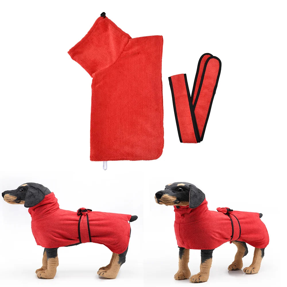 Microfiber Dog Bath Towel — Super-Absorbent Wearable Robe, XS–XL