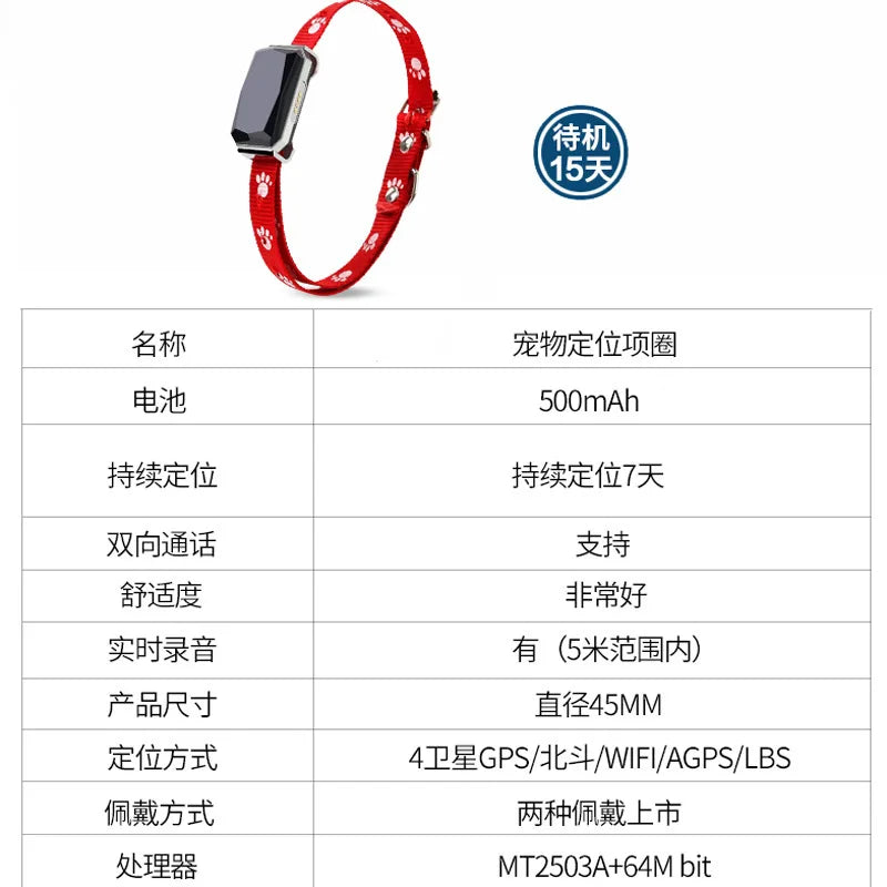 6-Satellite Smart GPS Collar for Cats & Dogs with Anti-Lost Tracking