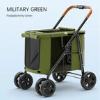 Multifunctional Large-Space Pet Stroller Trolley Case with Wheels for Multiple Pets — Up to 66 lbs