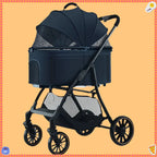 2026 Lightweight Foldable Pet Stroller with Detachable Small Cart for Dogs & Cats