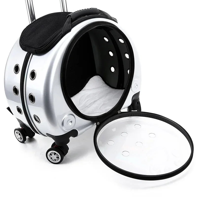 Transparent Space Capsule Pet Backpack & Luggage Bag — Large Capacity Multi-Purpose Carrier for Cats & Small Dogs