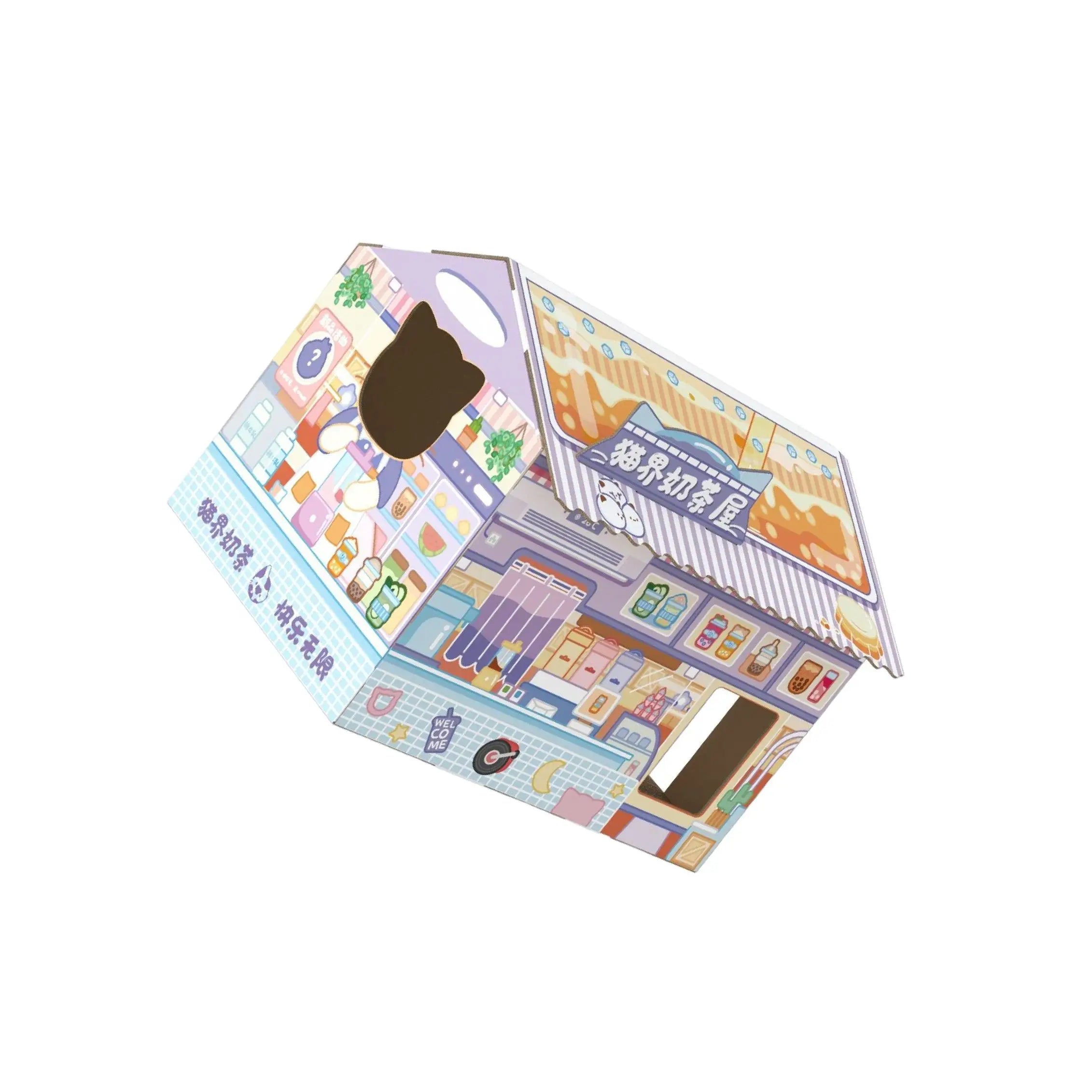 Milk Tea Cup Cardboard Cat House & Scratcher — Novelty Enclosed Bed