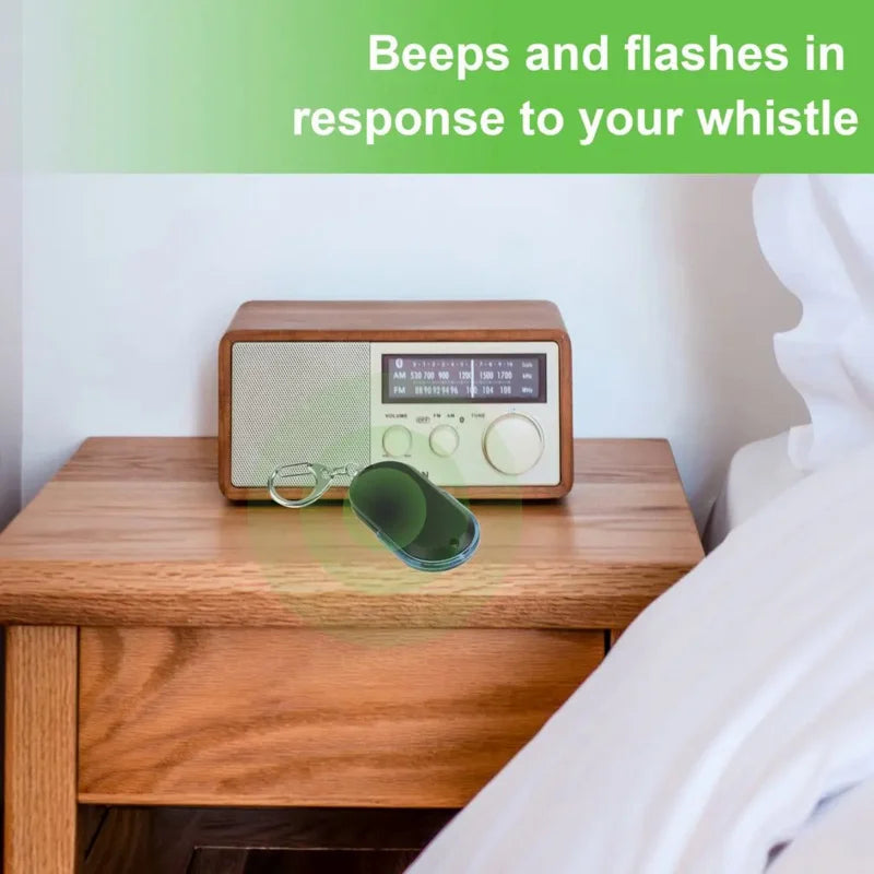 Key Finder Keychain with Whistle Control, LED Torch & Anti-Lost Alarm