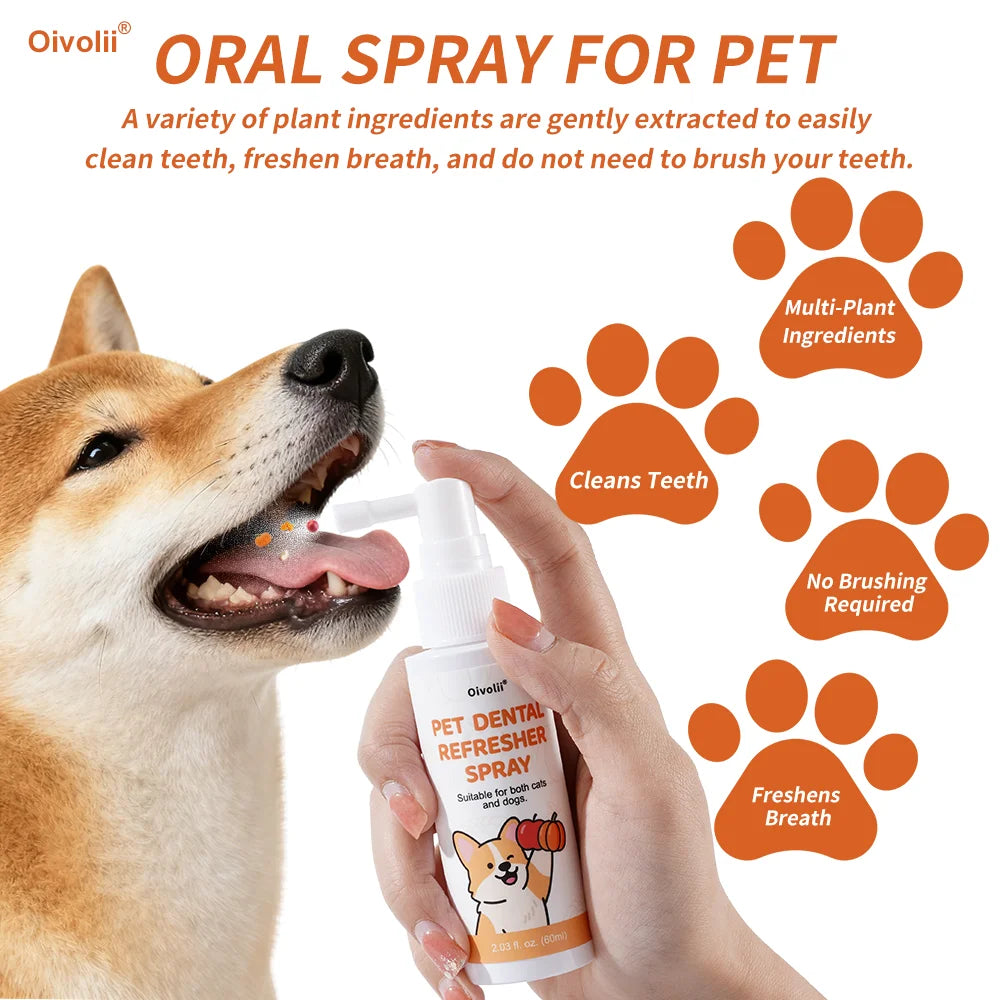 No-Brushing Dental Spray for Dogs & Cats — Multi-Plant Plaque Remover, 60ml