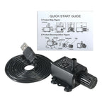 USB Brushless Submersible Aquarium Pump (DC5V, 4.8W, 300L/H, Ultra-Quiet)