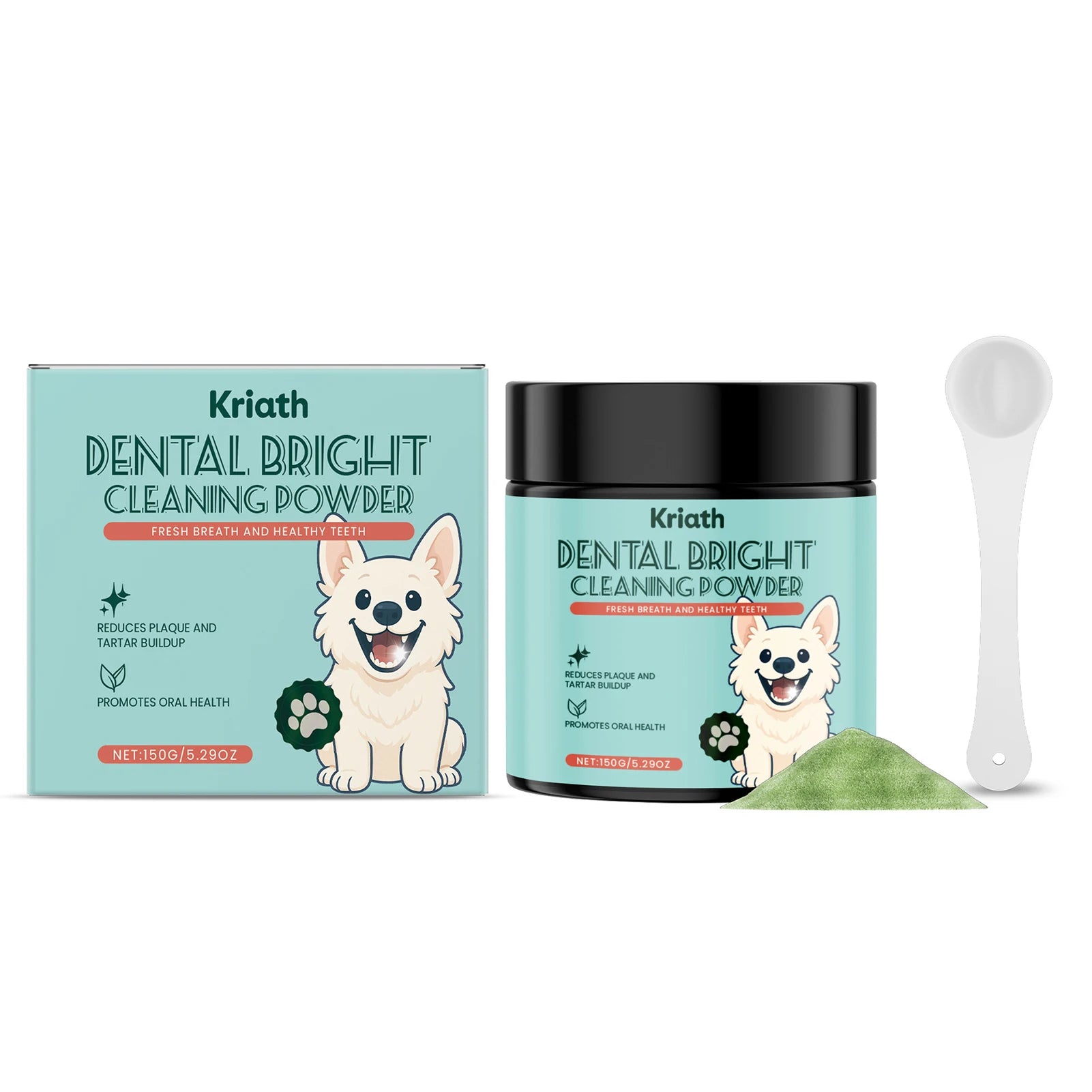 Dog Dental Care Powder — No-Brush Plaque, Tartar & Breath Freshener, 150g
