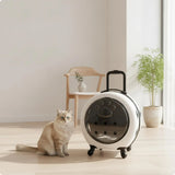 Pet Carrier with Wheels Transparent Pet Carrier Suitcase Hard-Sided Cats, Small Dogs, Travel, Airport, Professional Visits